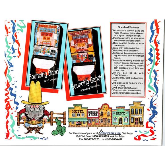 1980s Amutronics Inc Arcade Game Flyer Bouncing Bandit Double Cross - Picture 1 of 2